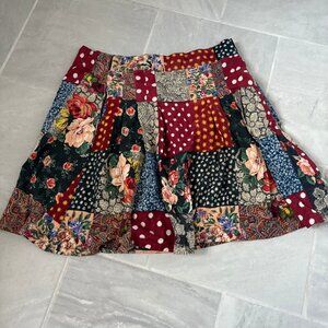 patterned quilted a-line skirt